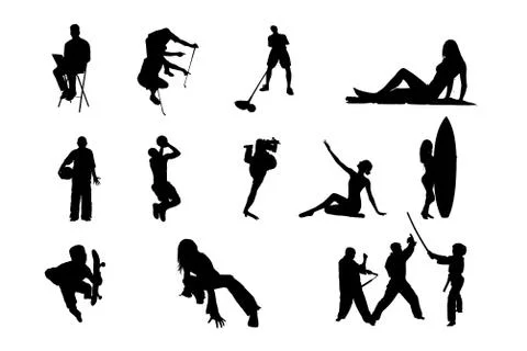 People Vector Silhouette  Stock Illustration