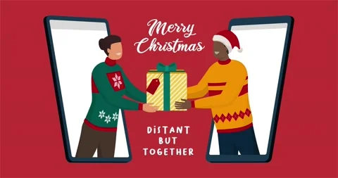 People video calling and sharing Christmas gifts online Stock Footage 143865833