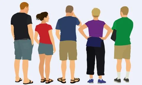 People Viewed From Behind Stock Illustration