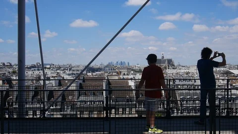 People on a viewing platform filming with smartphone Stock Footage 127273694