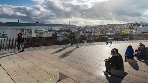 People on viewpoint II Timelapse Stock Footage 197556825