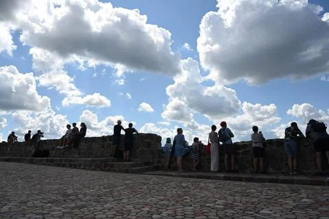 A people at Vilnius Castle Complex. Stock Photos