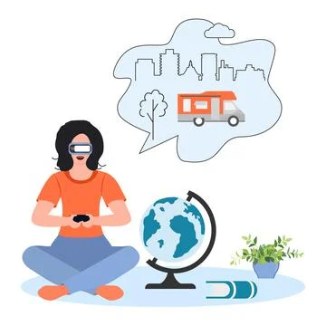 People Virtual Reality 3d Glasses VR Augmented Stock Illustration