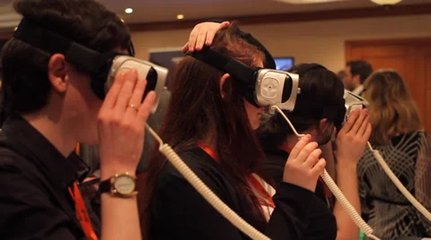 People in Virtual Reality Glasses VR Stock Footage 61349433