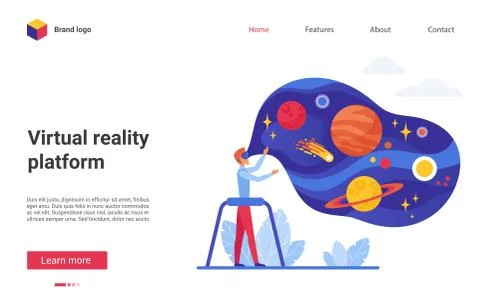 People in virtual reality vector illustration, modern concept banner, website イラスト素材