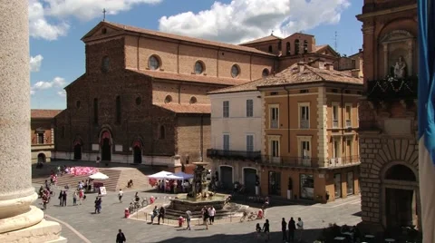 People visit the central square of the city in Faenza, Italy. Stock Footage 59794158