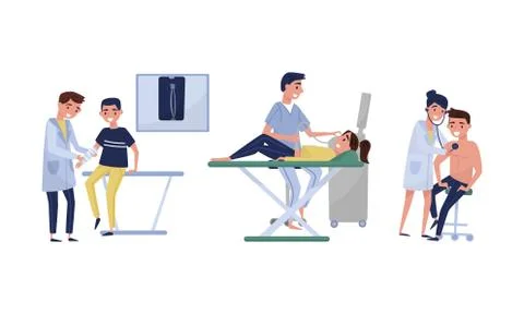 People Visit Different Doctors And Have Regular Examinations Vector Illustration Stock Illustration