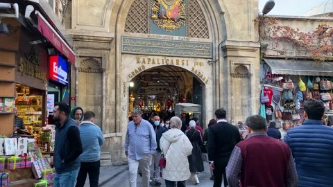People visit the iconic Gran Bazaar in Istanbul, Turkey 4K Video stock 165566994