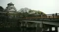 People Visit Park Osaka Castle Famous Symbol Japan Architecture Crossing Bridge HD Footage