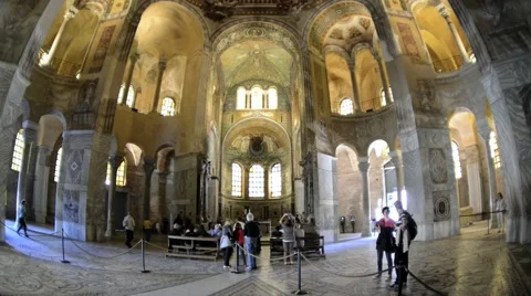 People visit San Vitale basilica in Ravenna, Italy. Stock Footage 59794781