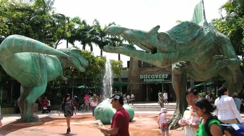 People visit Universal studio theme park at Sentosa island, Singapore. Stock Footage 62073648
