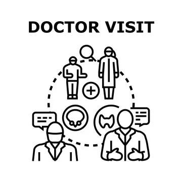 People visiting doctors for medical consultation and health checkup Stock Illustration