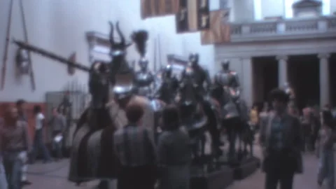 People Visiting the Middle Ages Hall of Metropolitan Museum of Art in New York Stock Footage 238526953
