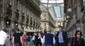 People Visiting Shopping Area Vittorio Emanuele II Gallery Milan Famous Brands HD Footage