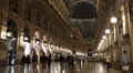 People Visiting Shopping Mall Vittorio Emanuele II Gallery Milan Duomo Night Lit HD Footage