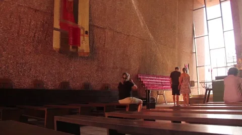 People visiting a small chapel for prayer meditation Stock Footage 56453748