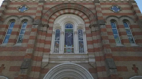 People visiting St. Joseph Cathedral, also Xikai Church, Tianjin, China Stock Footage 143142809