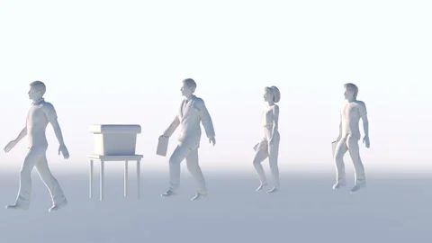 People vote at the election precinct 3d animation render Video stock 194941588