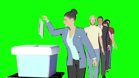 People vote at the election precinct flat cartoon animation Stock Footage 194939140