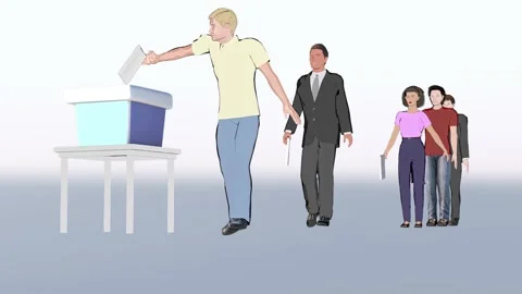 People vote at the election precinct flat cartoon animation 3d render Video stock 194942192