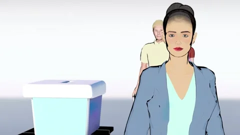 People vote at the election precinct flat cartoon animation Stock Footage 194942374