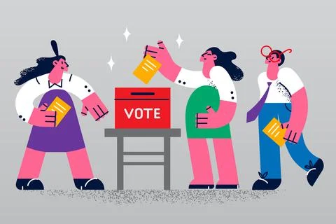 People vote put bulletin in bullet box at elections Stock Illustration