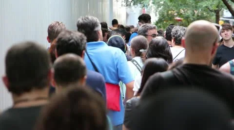 People wait in line Stock Footage 12531537