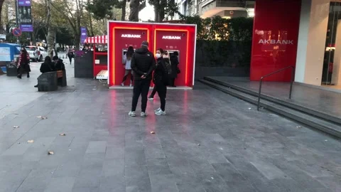 People waiting ATM queue Video stock 144394171