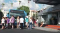 People waiting for boarding the bus in Kato station in Paphos, Cyprus HD Footage
