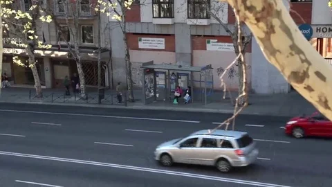 People waiting at bus stop Stock Footage 69110133