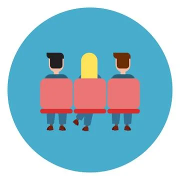 People Waiting For Interview Icon Workers Sitting In Line Back View Web Button 스톡 일러스트