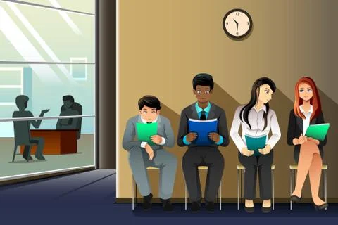People waiting for job interview Stock Illustration