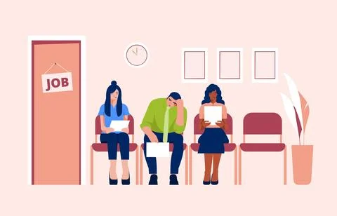 People waiting for job interview Illustrazione stock