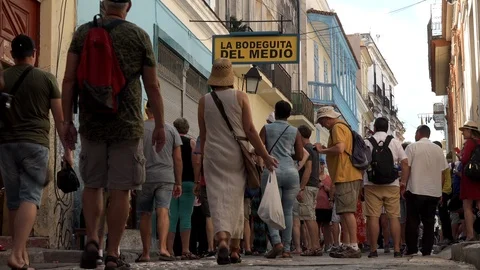People waiting in La Bodeguita de Enmedio, Havana Stock Footage 103149258