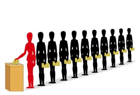 People waiting in line for voting Stock Illustration