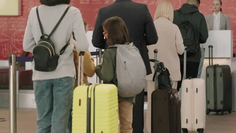 People Waiting In Queue At Check-In Stock Footage 147460320