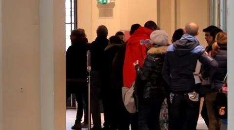 People Waiting in a Queue Stock Footage 46403242