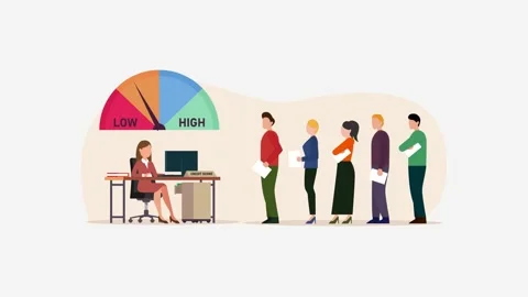 People waiting in queue for getting personal credit score information 스톡 동영상 237061721