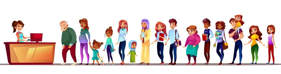 People waiting in queue illustration イラスト素材