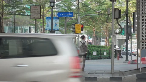 People Waiting at Red Light Stock Footage 148360767