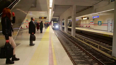 People waiting for subway train Stock Footage 63127060