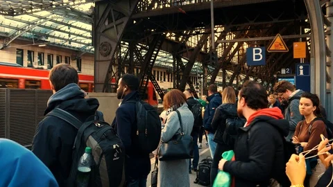 People Waiting For A Train Stock Footage 105622798