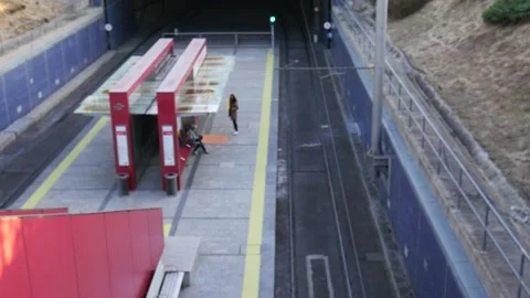 People Waiting for Train at Train Station Madrid Spain Stock Footage 140532781