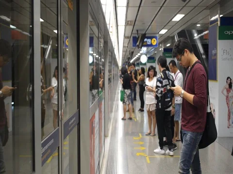 People Waiting For Train in Underground Stock Footage