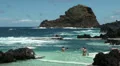 People waiting for the wave in natural ocean bath HD Footage