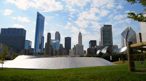 People Walk Across A Bridge in Millenium Park Video stock 55845854