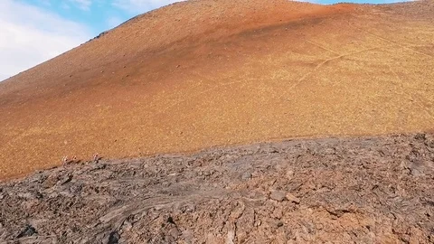 People walk along the mountain path to infinity. Human and nature. People near Stock Footage 73102713