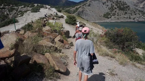People walk along the path Video stock 102781435