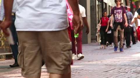 PEOPLE WALK BRICK PATH Video stock 190030251