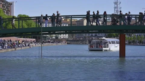 People walk on the Darsena Stock Footage 62739142